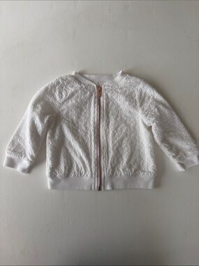 Cat & Jack - White Eyelet Zip Bomber Jacket with Rose Gold Zipper